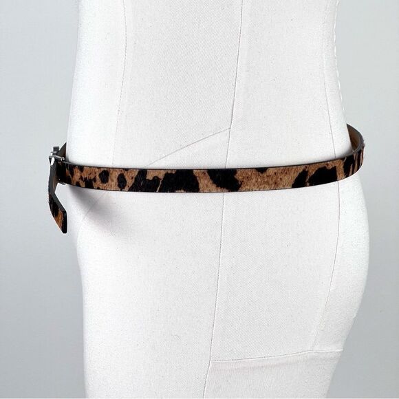 Michael Kors Dyed Leopard Print Real Fur Calf Hair Skinny Belt - Picture 6 of 13